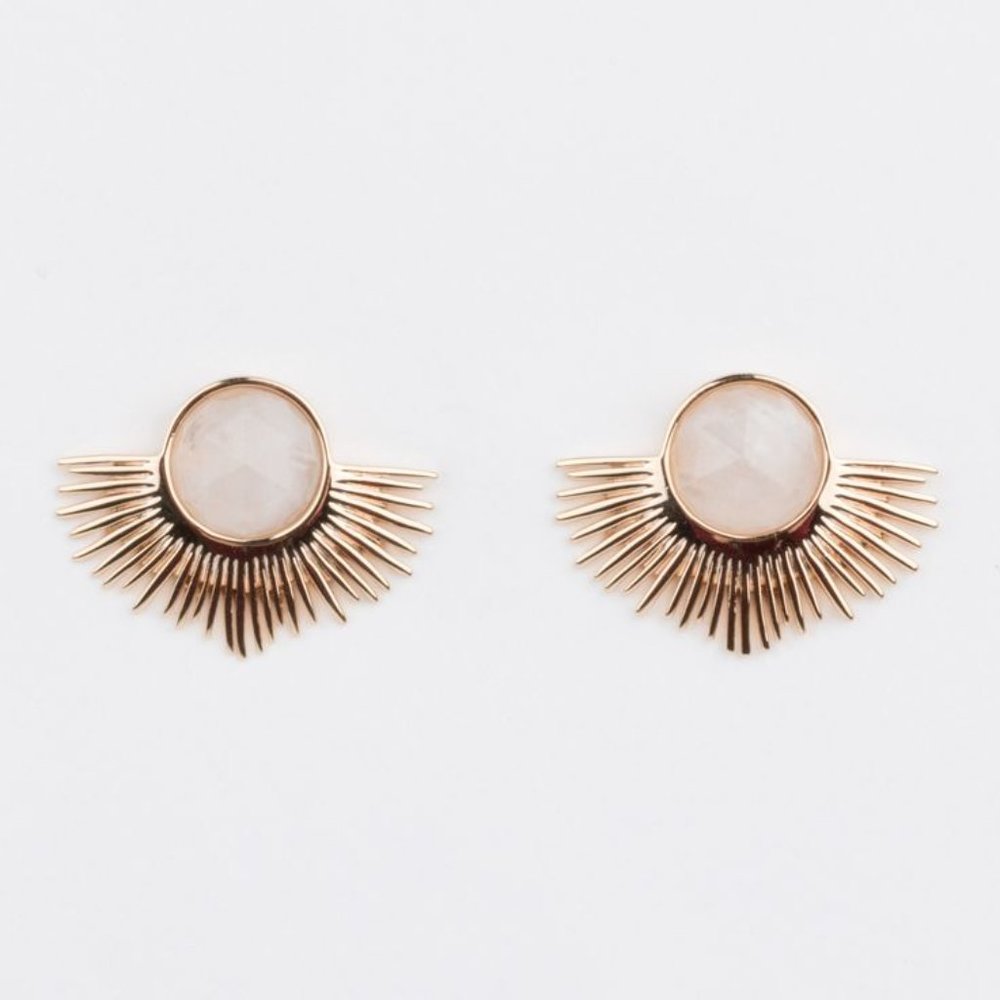 Melanie Auld Gold & Moonstone Stud Earrings